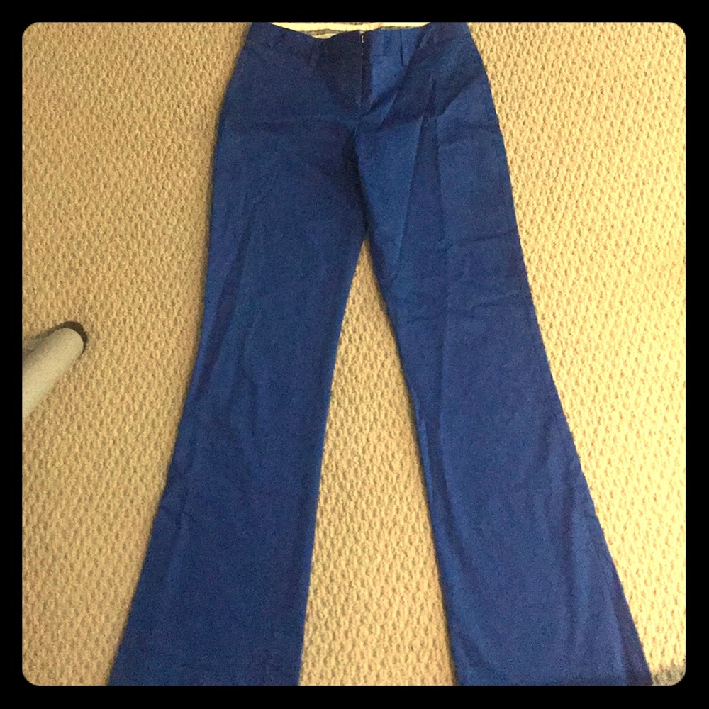 Blue bootcut work pants